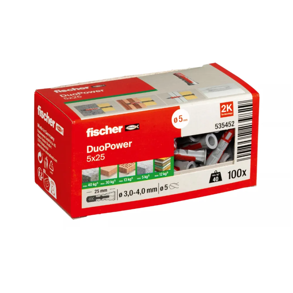 Fischer DuoPower 5x25 plug 100 st/ds