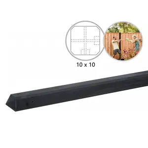Betonpaal glad antraciet 10x10x280 cm hoekpaal met diamantkop
