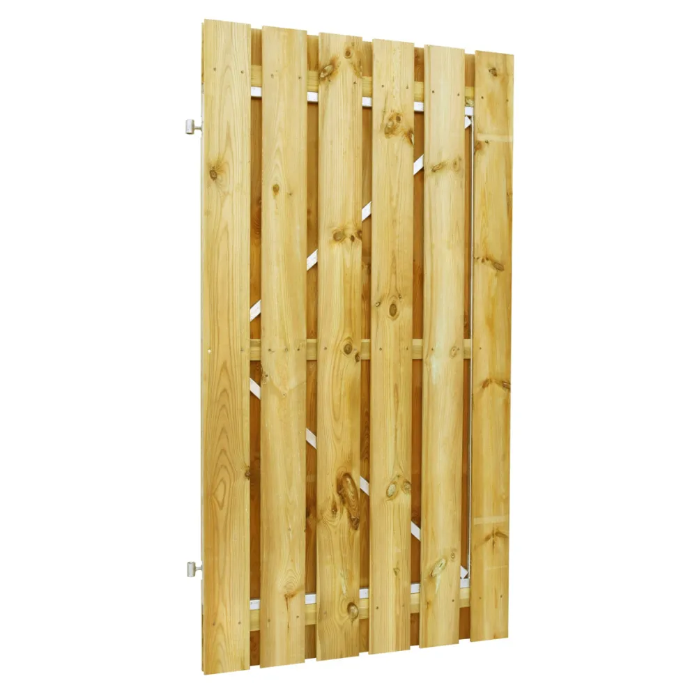 Grenen plankendeur op stalen frame 100x195 cm geschaafd geïmpregneerd