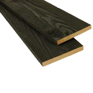 Douglas plank 25x250 mm fijnbezaagd zwart gedompeld