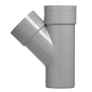 PVC T-stuk 125x125 mm 2xlijm 45 gr.