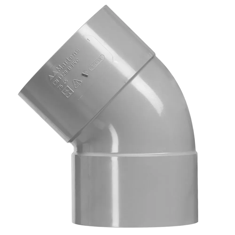 PVC bocht 40 mm 2xlijm 45 gr.