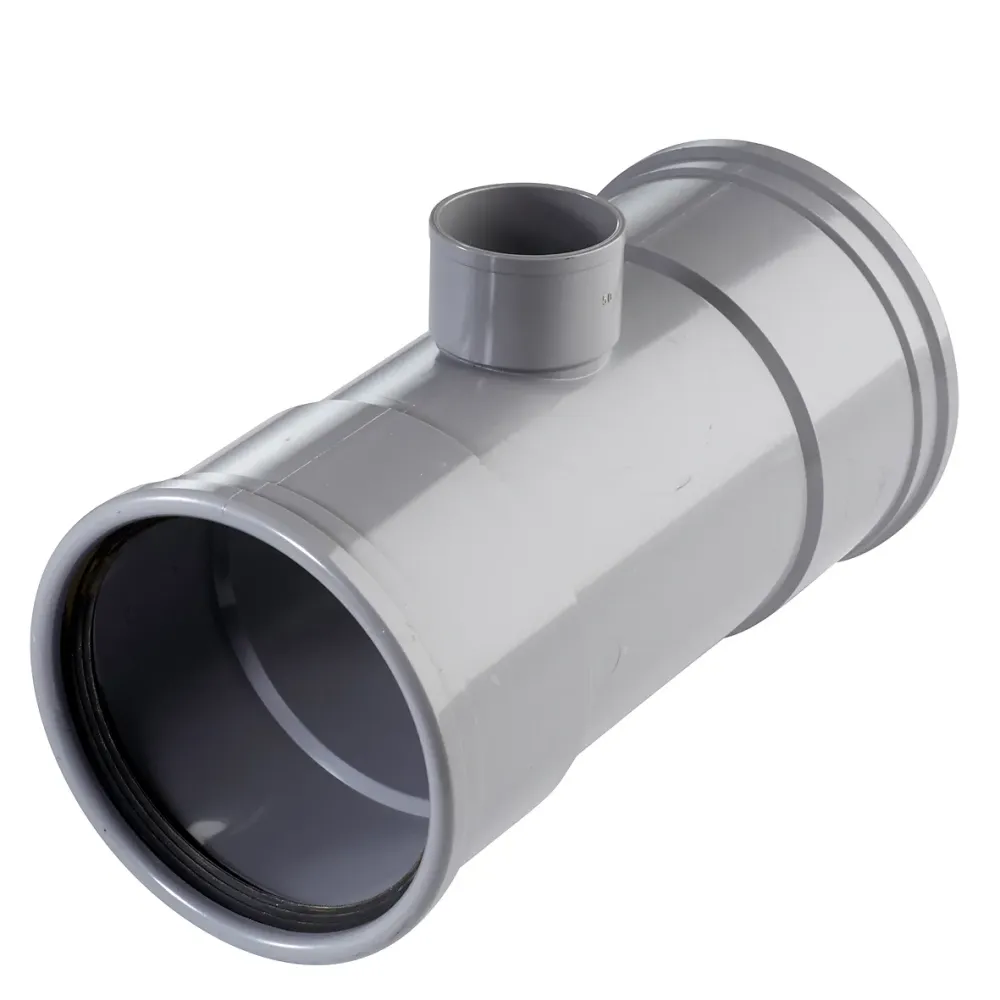 PVC T-stuk 125x50 mm 2xmanchet 87 gr.