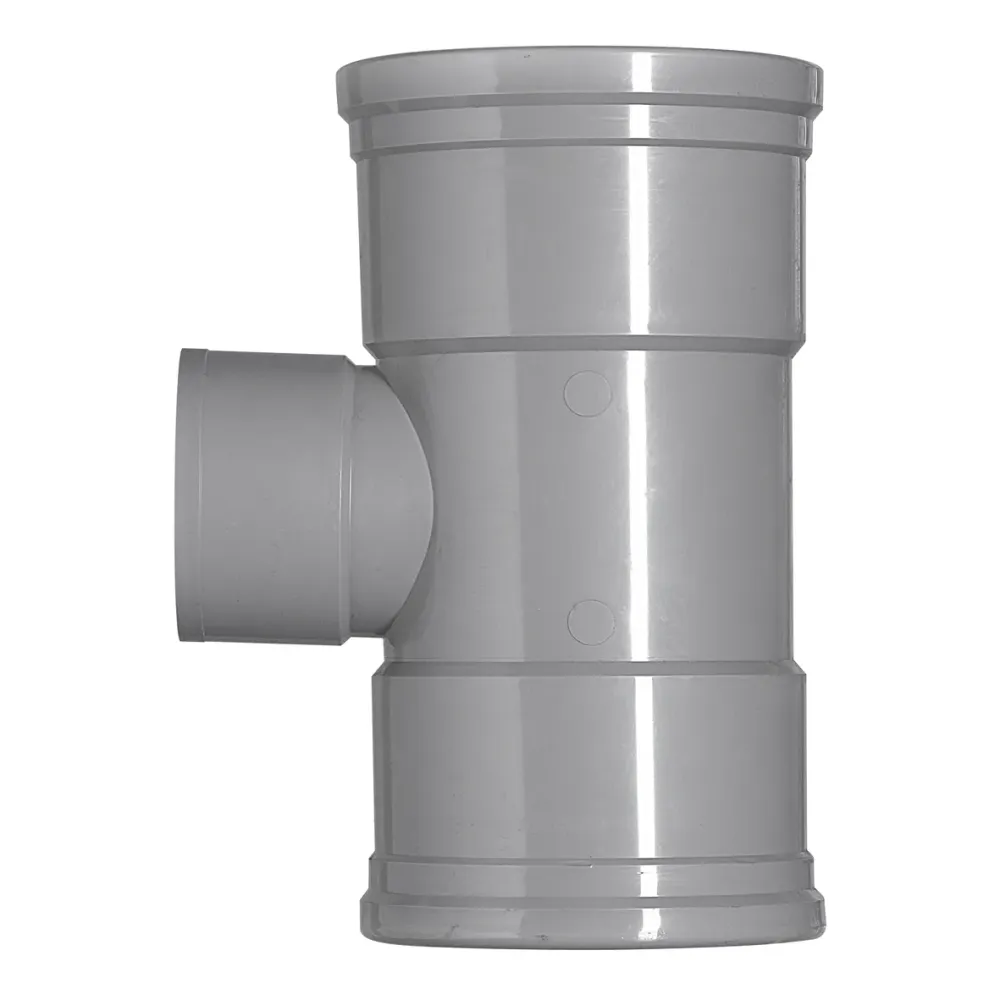PVC T-stuk 125x75 mm 2xmanchet 87 gr.