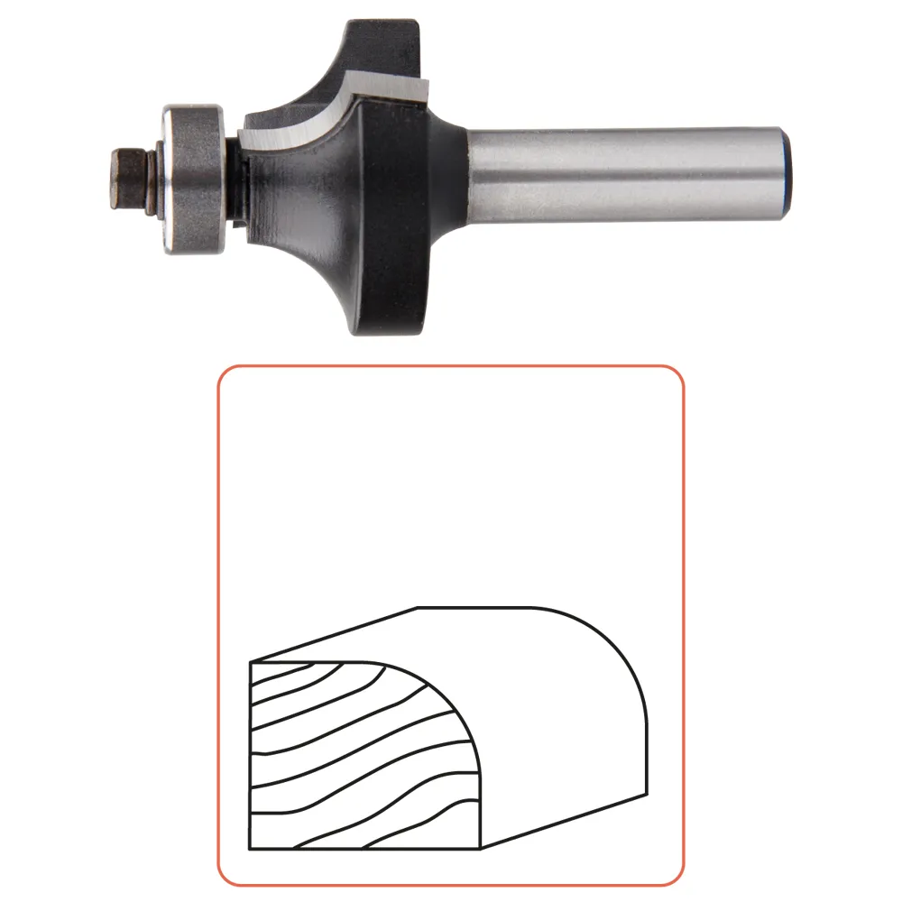 Afrondprofielfrees R= 12,7 snijlengte 19,7 mm schacht 8 mm