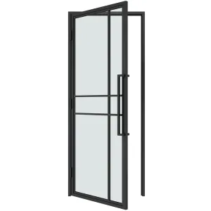 Stalen scharnierdeur 6-vlaks kruis mat glas