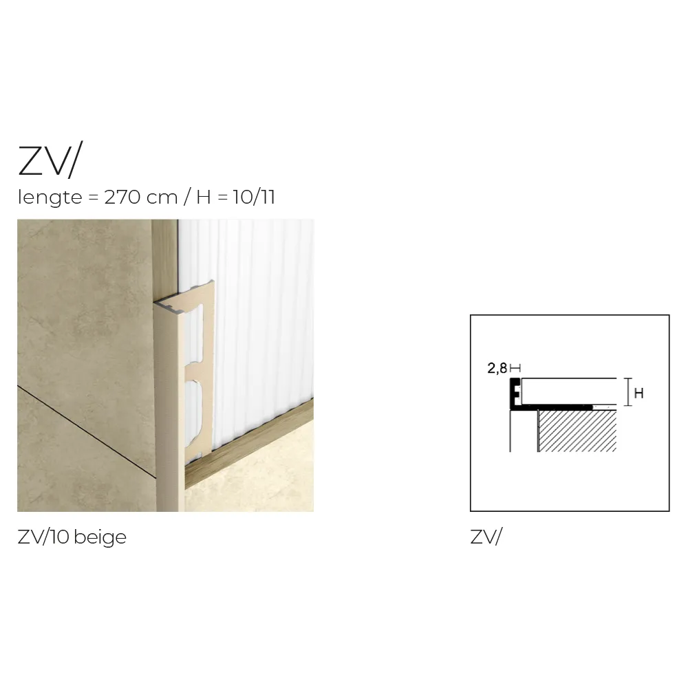 Tegelprofiel ProAngle ZV alu gecoat grigio antico L= 2700 mm