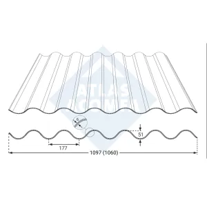 Golfplaat 3-wandig helder polycarbonaat 177/51
