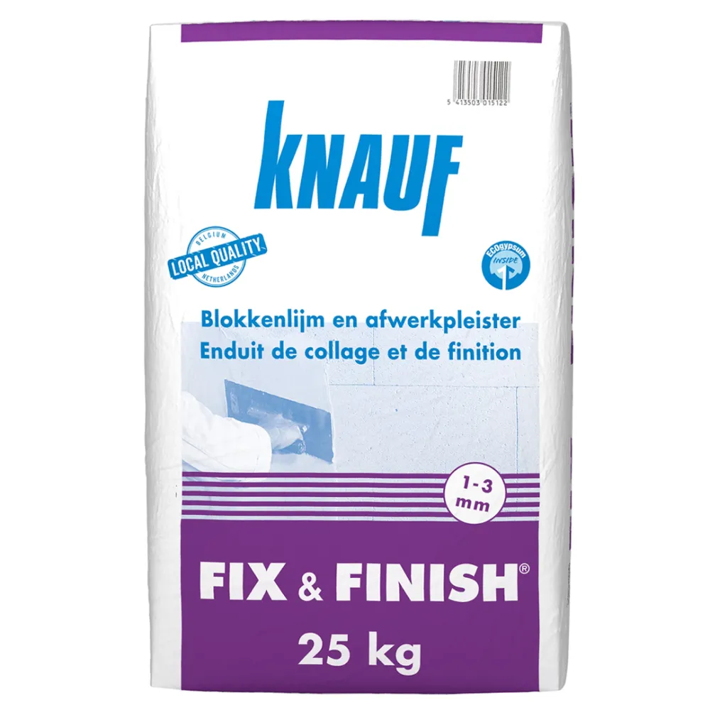 Knauf Fix & Finish blokkenlijm en pleistergips zak 25 kg