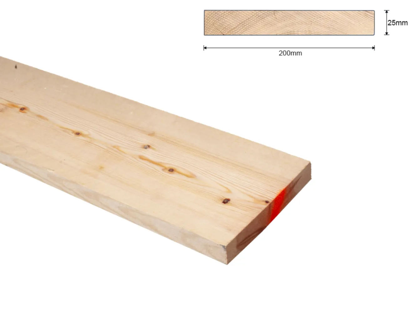 Grenen B 25x200 mm plank ruw