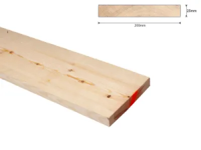 Grenen B 25x200 mm plank ruw