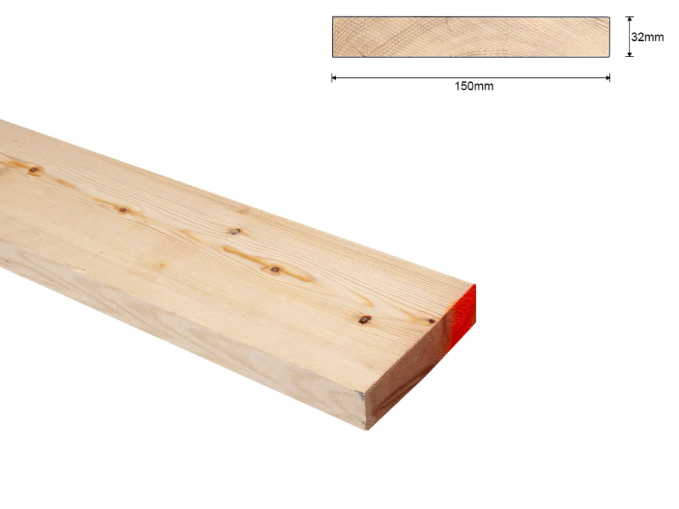 Grenen B 32x150 mm plank ruw