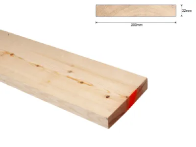 Grenen B 32x200 mm plank ruw