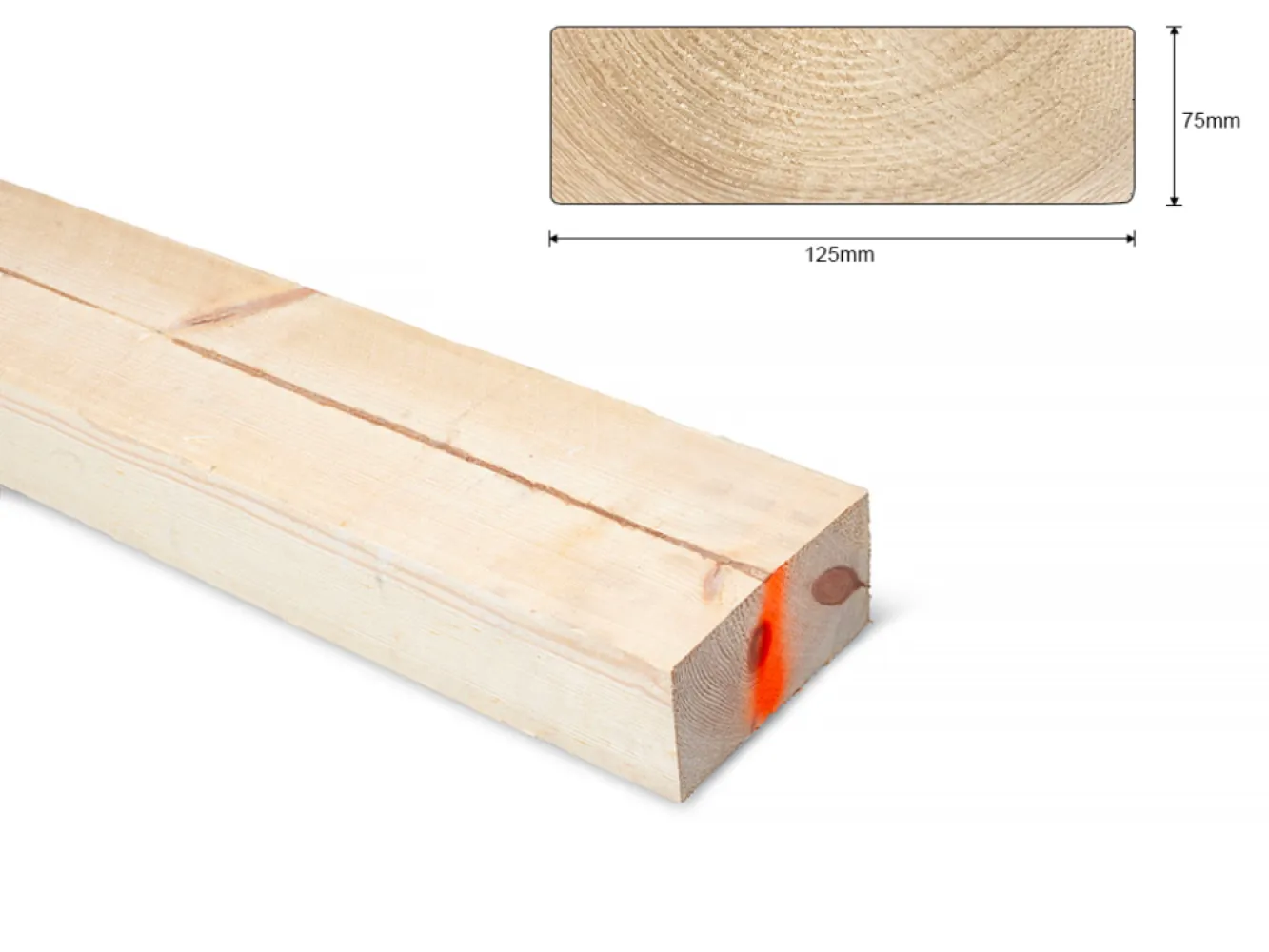 Grenen B 75x125 mm ruw